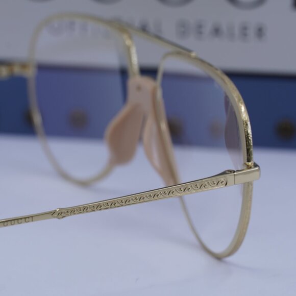 Gucci GG0432S 001 Aviator Sunglasses - Gold\Transparent - Picture 5 of 10